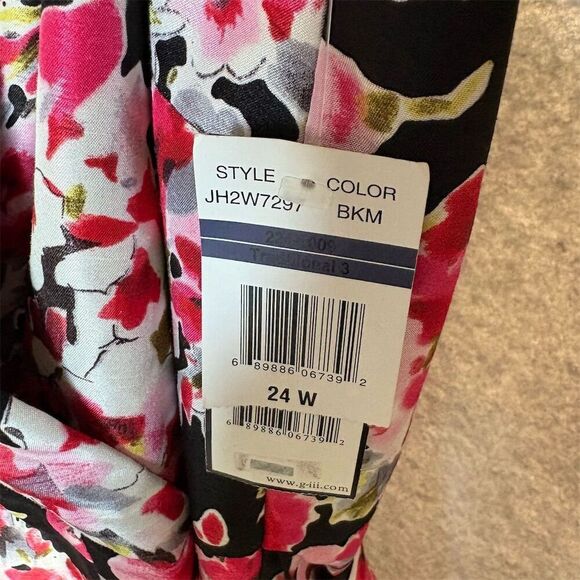 Jessica Howard Plus Size 24 Floral Wrap Dress Midi Length Sleeveless - Picture 4 of 5